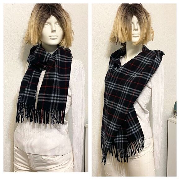 🌺BURBERRY Nova Check Lambswool Scarf Blue - Picture 2 of 8